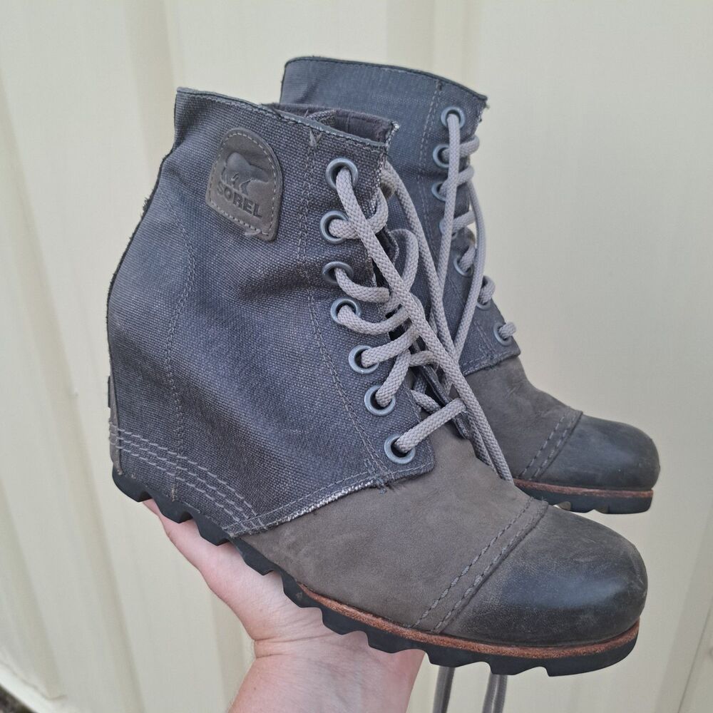 Sorel Women's 1964 PDX Premium Wedge Ankle Boots Grey/Quarry NL2796-089 Size 9